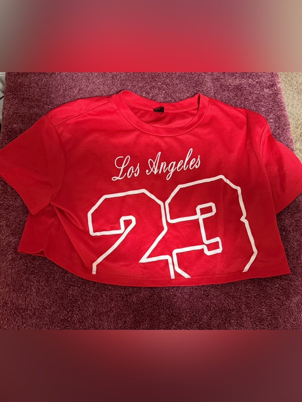 SHEIN Red Los Angeles 23 Crop Top
